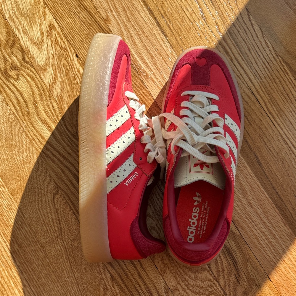 Adidas Womens Samba Red and White Sneakers